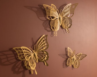 3D Metal Butterfly Wall Art Set of 3, Butterfly Wall Decor, Wall Butterflies, Wall Hangings, Living Room Decor, Spring Decor Butterfly Gifts
