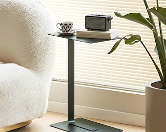 Lift Modern Metal C Side Table – Minimalist Sofa Table / Couch Snack Table / Space-Saving Metal End Table