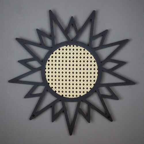 Sun Metal Wall Art Rattan Wall Decor Wicker Wall Decor Sun Etsy