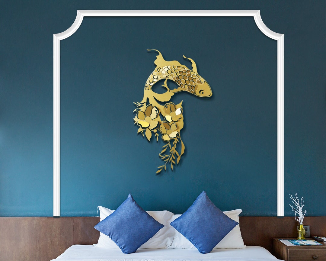 Koi Fish Metal Wall Art Bathroom Wall Decor Fish Wall Art Etsy