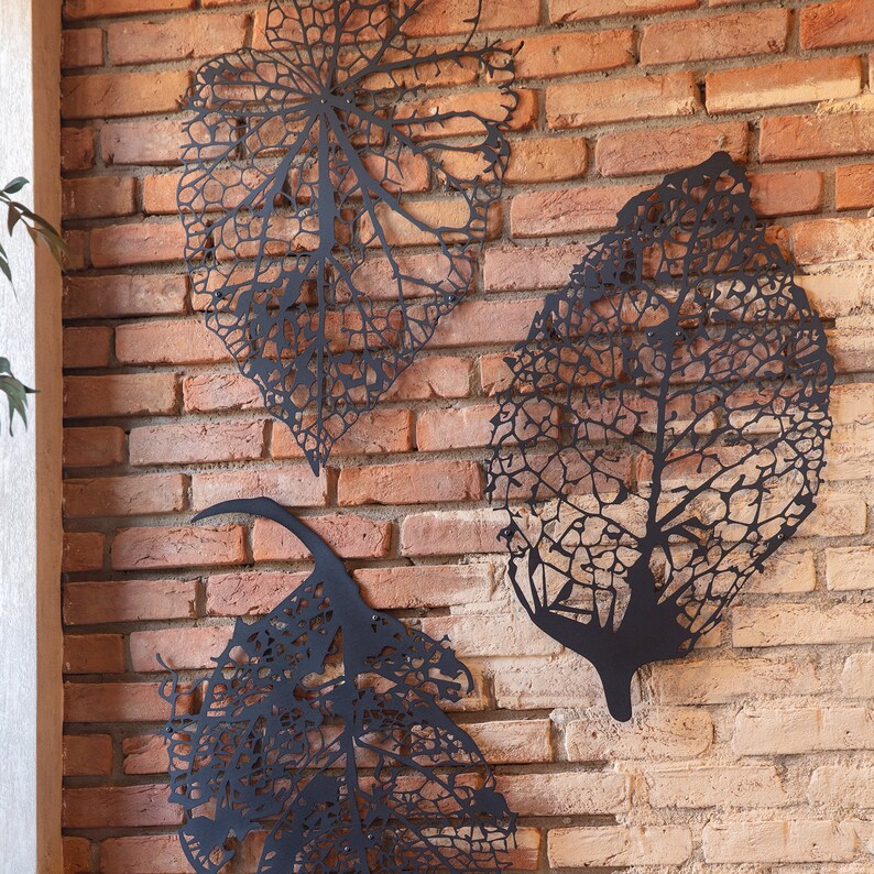 Large Metal Wall Art Metal Leaves Wall Art Set of 3 Piece