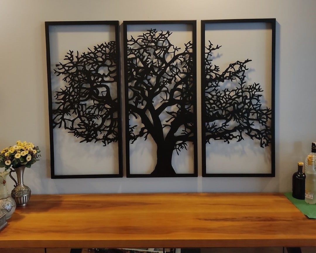 Large Tree of Life Metal Wall Art, Metal Tree Wall Art, 3 Piece Metal