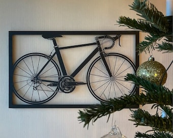 Metalen fiets kunst aan de muur, fietskunst, fiets wand decor, fietsgeschenken, fiets kunst aan de muur, peloton kunst aan de muur, wandkleden, home decor fiets teken