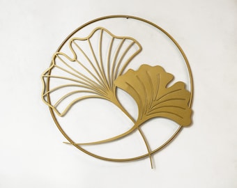 19" Ginkgo Leaf Metal Wall Art, Metal Wall Decor, Unique Wall Art, Gold Wall Decor, Metal Leaf Wall Art, Floral Wall Decor, Wall Hangings