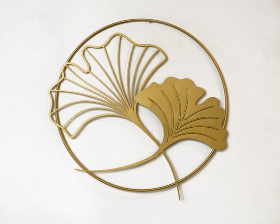 2 Pieces Modern Metal Ginkgo Leaves Wall Decor For Living Room Home Hanging  Art in Gold | Homary