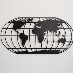 Mapa del mundo de metal de 100 cm, arte mural de viaje, arte mural para oficina y sala de estar, regalo para viajeros, obra de arte para decoración del hogar, mapa del mundo
