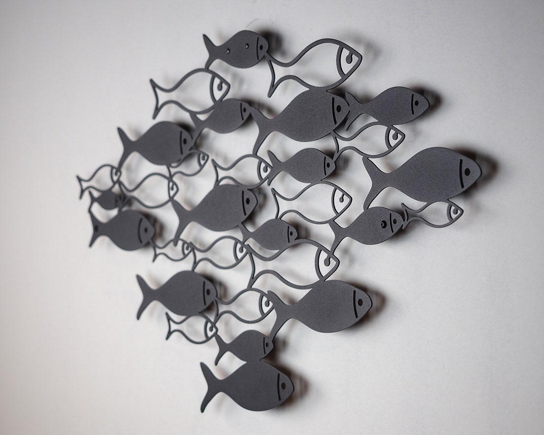 Metal Wall Art, School of Fish Wall Decor, Metal Fish Wall Art