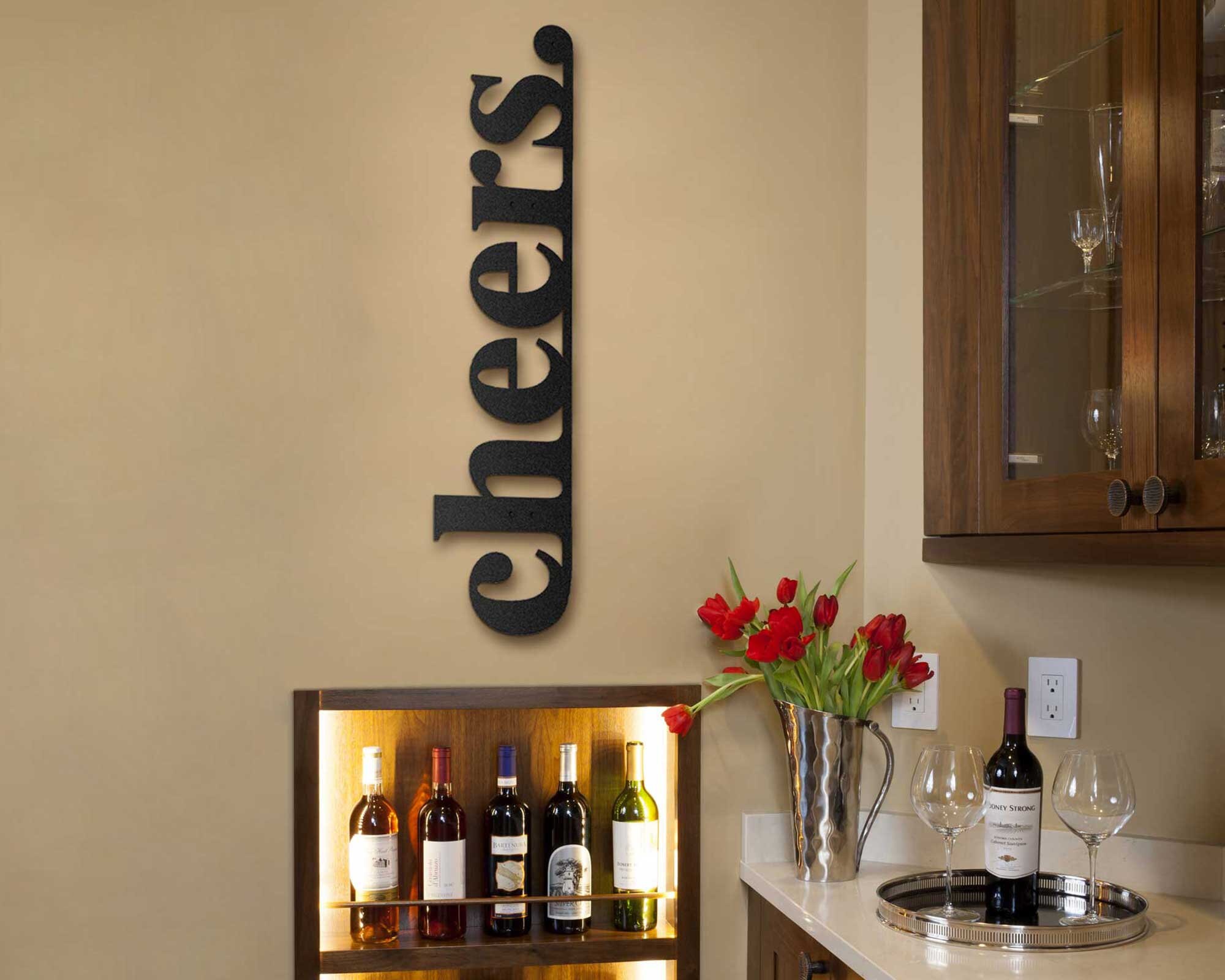 Metal Cheers Sign Vertical Bar Sign Home Bar Decor Kitchen Etsy