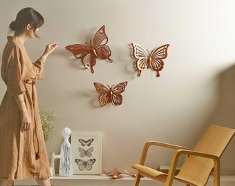Set of 3 3D Metal Butterfly Wall Decor, Wall Butterflies Art, Wall Hangings, Living Room Home Decor, Unique Butterfly Gifts