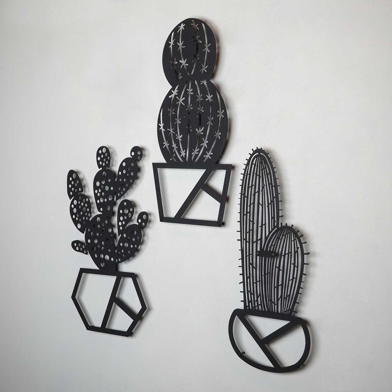 Metal Cactus Wall Art Set Metal Wall Decor Metal Wall Art Etsy