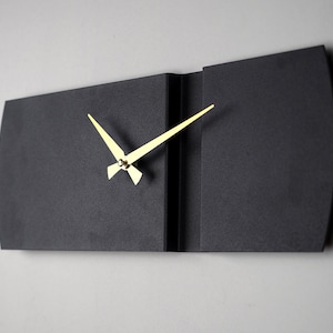 3D Rectangular Wall Clock, Modern Unique Wall Clock, Metal Rectangle Wall Clock, Black Clocks for Wall, Living Room Decor, Home Gifts image 1