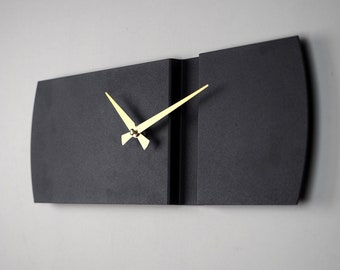 3D rechteckige Wanduhr, moderne einzigartige Wanduhr, Metallrechteck Wanduhr, schwarze Uhren für die Wand, Wohnzimmerdekor, Hauptgeschenke