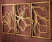 Metal Wall Art Framed, Large Wall Art, Bedroom Wall Decor, Floral Gold Wall Decor, Living Room Wall Art, Home Decor, Wall Hangings, 3 Piece 