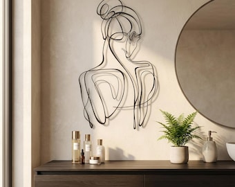 Woman Line Art, Metal Wall Art, Bathroom Wall Decor, Wall Sculpture, Wall Hangings, Bedroom Wall Decor, Minimalist Modern Wall Decor