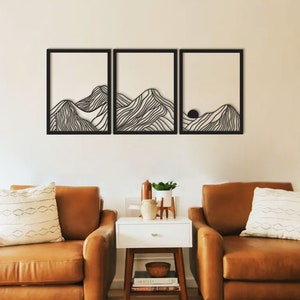 3 Piece Metal Wall Art Metal Wall Decor Mountains Wall Art Large 3 Piece Metal Wall Art Metal Wall Decor Mountains Wall Art Large