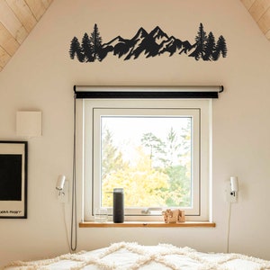 Metal Mountain Wall Art, Large Mountains Wall Decor, Horizontal Mountain Range, Wall Hangings, Above Bed Decor, Living Room Decor image 9