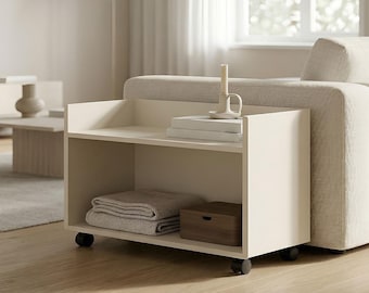Cube Metal Rolling TV Stand – Modern TV Console with Wheels / Minimalist Metal TV Unit / Mobile Media Table