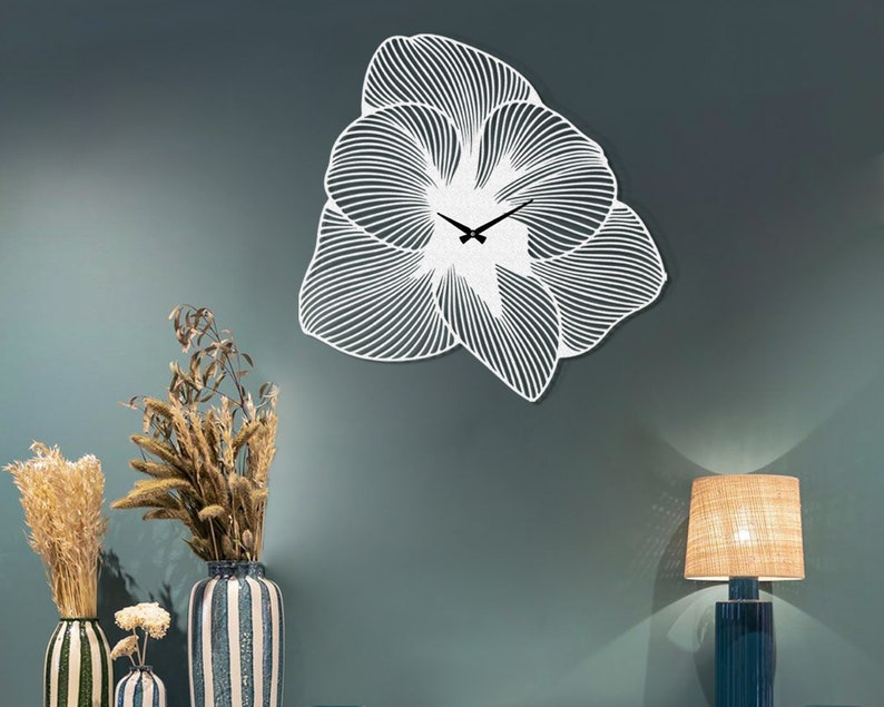 Azalea Large Metal Wall Clock, Unique Wall Clock, Clocks For Wall, Modern Wall Clock, Home Decor, Living Room Decor, Oversized Wall Clock White