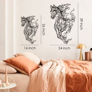 Modern equestrian metal art piece, ready to hang with a simple nail, adding a touch of grace to any room