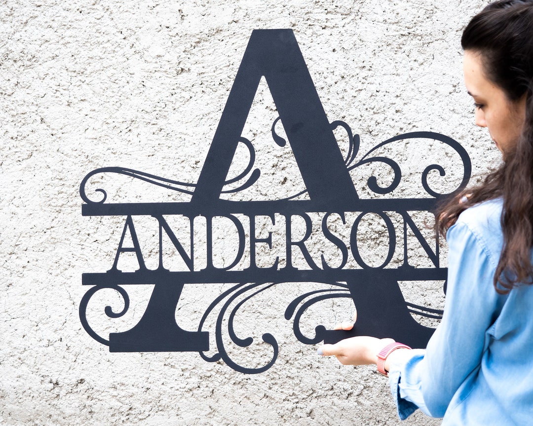 Personalized Metal Monogram Sign, Custom Family Last Name Sign, Outdoor ...