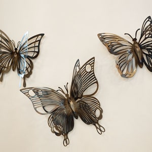 3D Metal Butterfly Wall Art Set, Butterfly Wall Decor, Living Room Decor, Butterflies, Wall Hangings, Modern Home Decor, Housewarming Gifts image 9