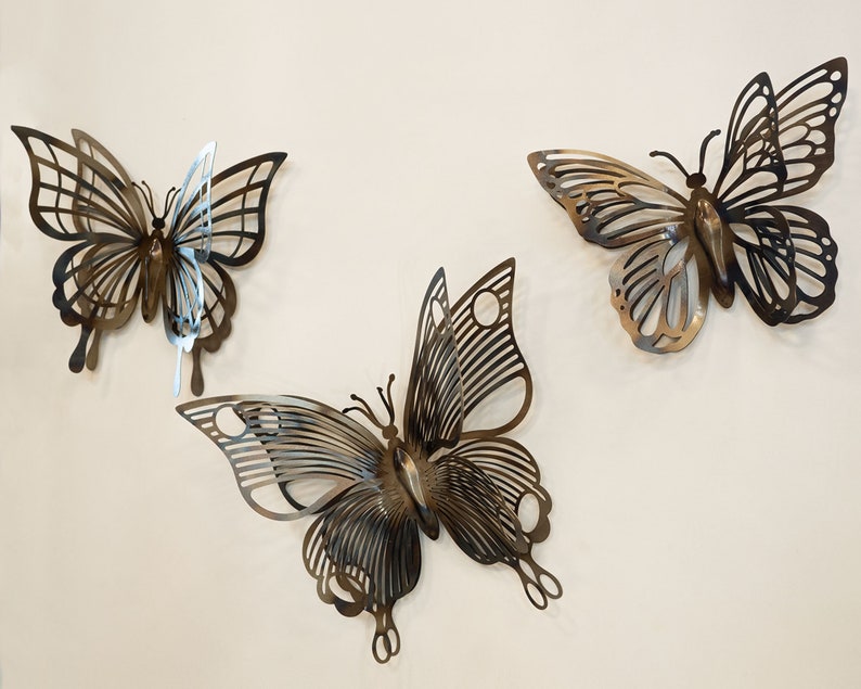 3D Metal Butterfly Wall Art Set, Butterfly Wall Decor, Living Room Decor, Butterflies, Wall Hangings, Modern Home Decor, Housewarming Gifts image 9
