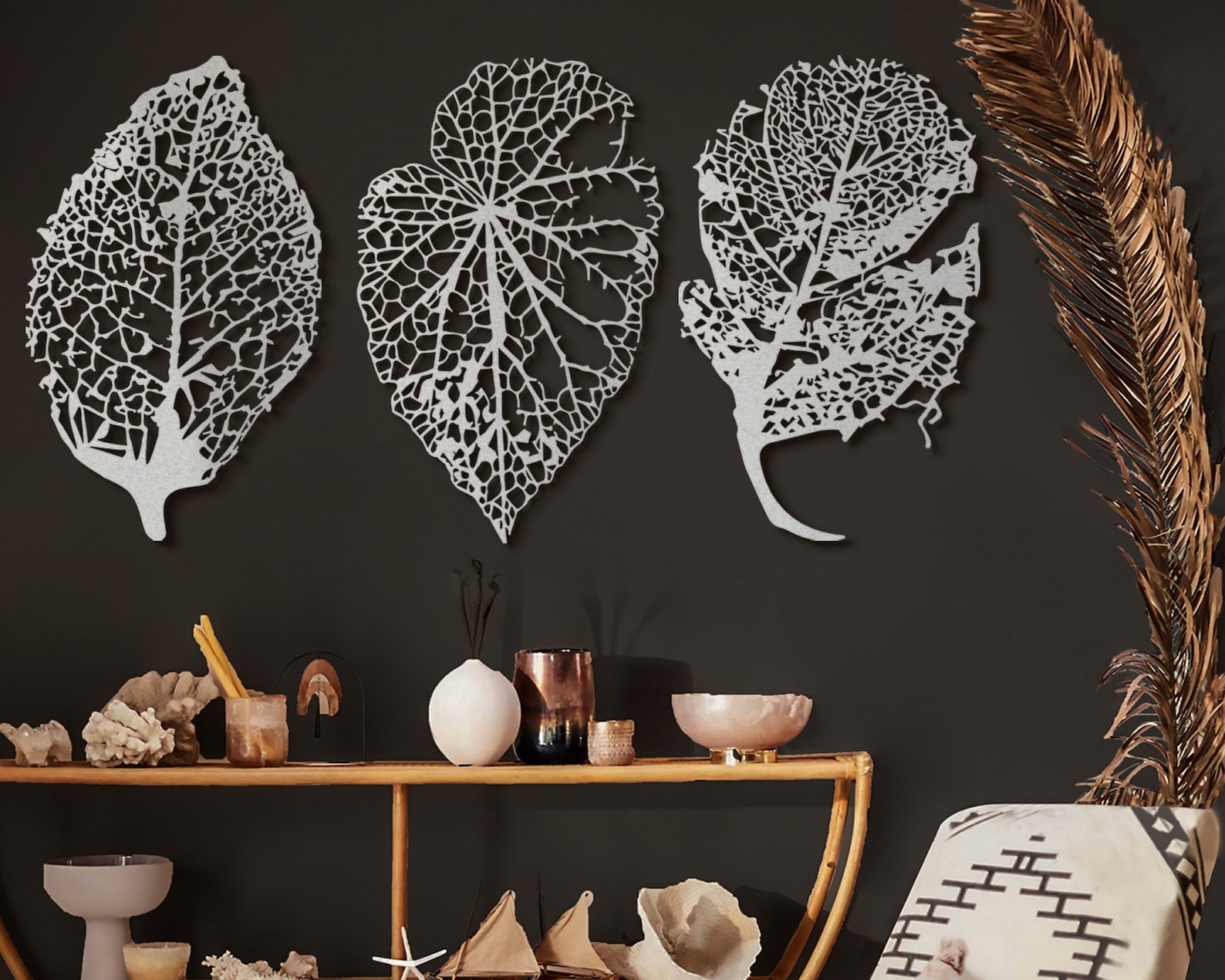 Large Metal Wall Art Leaves Wall Decor Living Room Wall Art Etsy