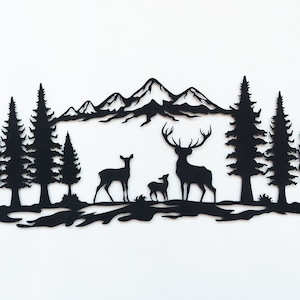 Deer Mountain Wall Art, Metal Wall Art, wandkleden, woonkamer muurkunst, woondecoratie, natuur natuur wildlife kunst aan de muur, boerderij cadeau