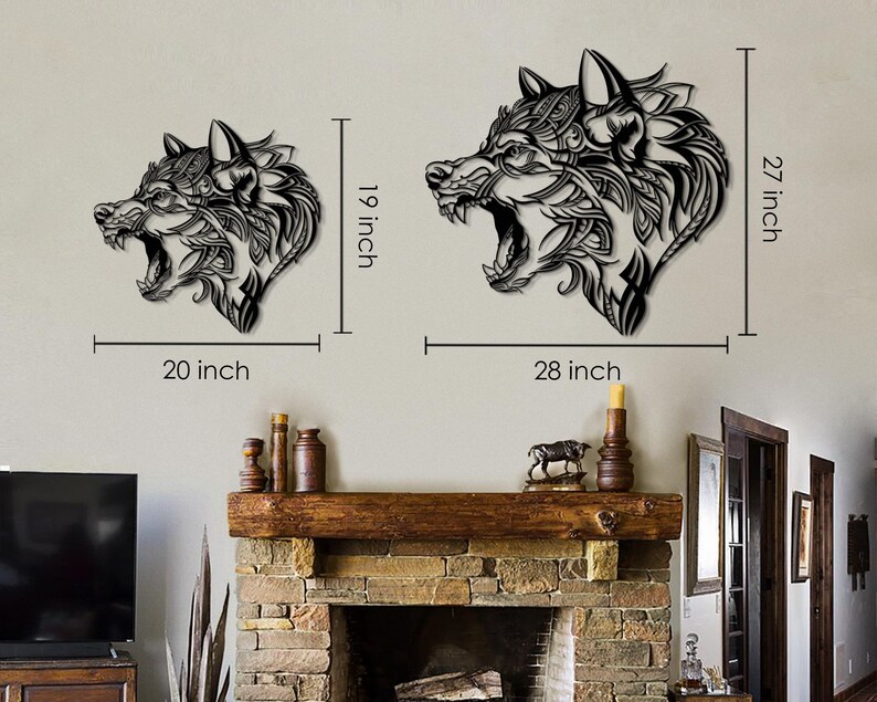 Wolf Metal Wall Art Wolf Wall Decor Wolf Gifts Metal Wall Etsy