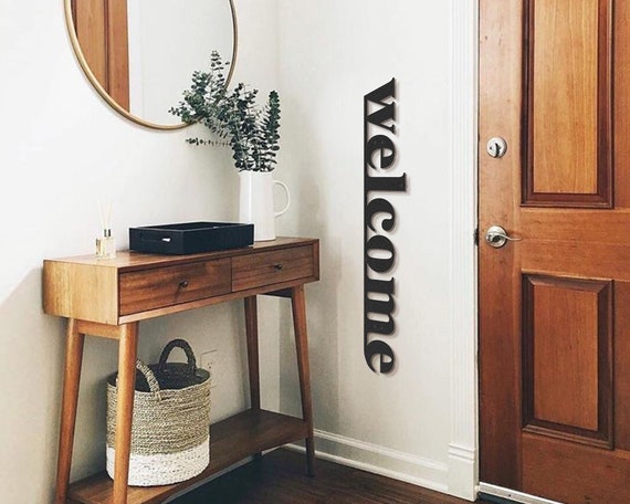 39" Metal Vertical Welcome Sign, Front Porch Decor, Front Door Decor, Welcome Wall Art, Entryway Decor, Modern Home Decor, Wall Hangings