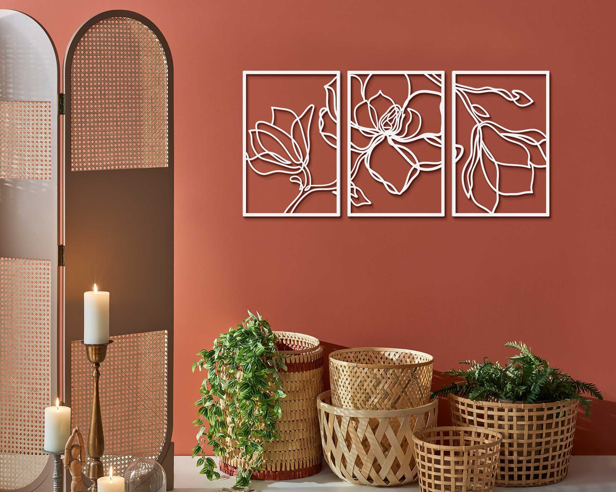Metal Wall Art Set of 3 Metal Wall Decor Bedroom Wall Decor Etsy