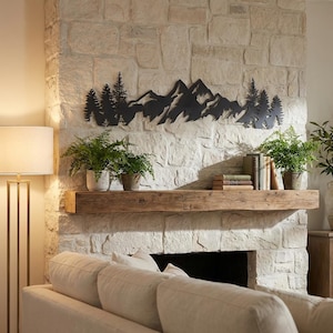 Metal Mountain Wall Art, Large Mountains Wall Decor, Horizontal Mountain Range, Wall Hangings, Above Bed Decor, Living Room Decor image 6