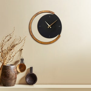 Moon Time Metal & Wood Wall Clock, Silent Unique Wall Clock, Clocks for Wall, Modern Wall Clock, Home Gifts, Moon Wall Decor, Moon Wall Art image 6