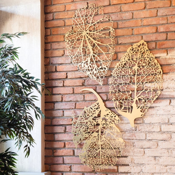 Leaves Metal Wall Art Oversized Set Of 3 - Oversized Metal Wall Art Decor Leaves Metal Wall Art Oversized Set Of 3 - Oversized Metal Wall Art Decor