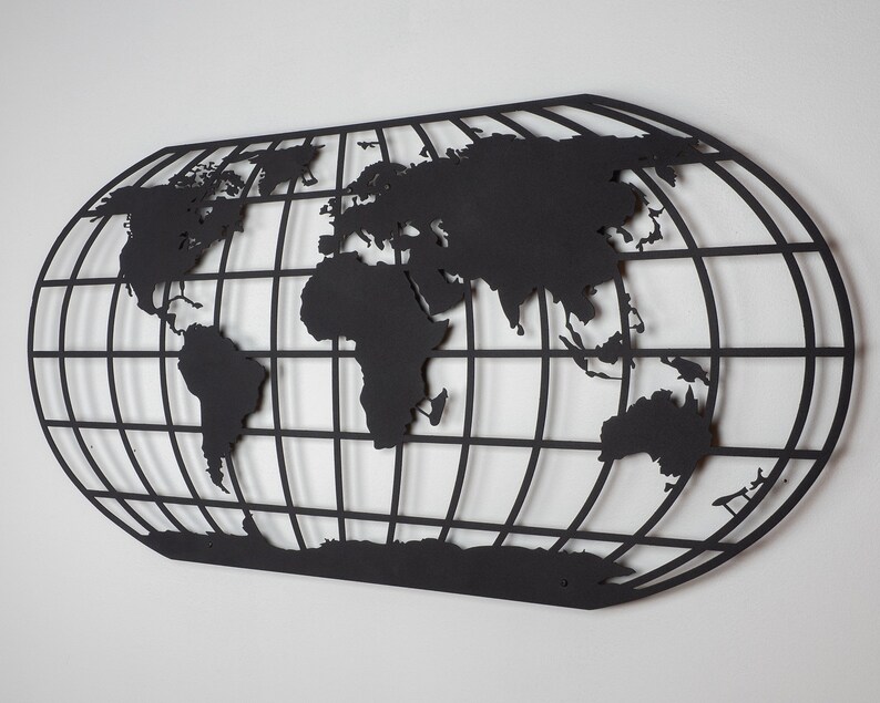 Large Metal World Map Wall Art Metal Wall Art World Map Wall Etsy