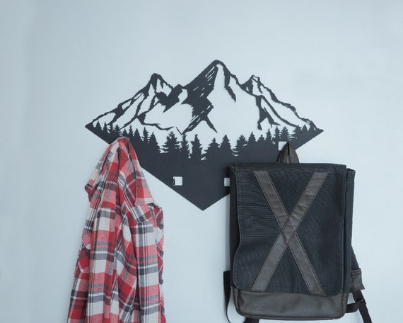 Mountain Coat Rack, Metal Coat Hanger, Wall Mounted Coat Hooks