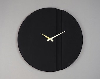 3D Modern Round Wall Clock, 19" Silent Metal Black Wall Clock, Clocks For Wall, Unique Wall Clock, Minimalist Wall Clocks, Living Room