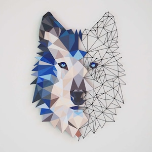 Metal Wolf Wall Art, Wolf Wall Decor, Wolf Gifts for Men, Animal Wall Art, Wolf Home Decor, Wall Hangings, Geometric Wolf Sign, Gift for Him