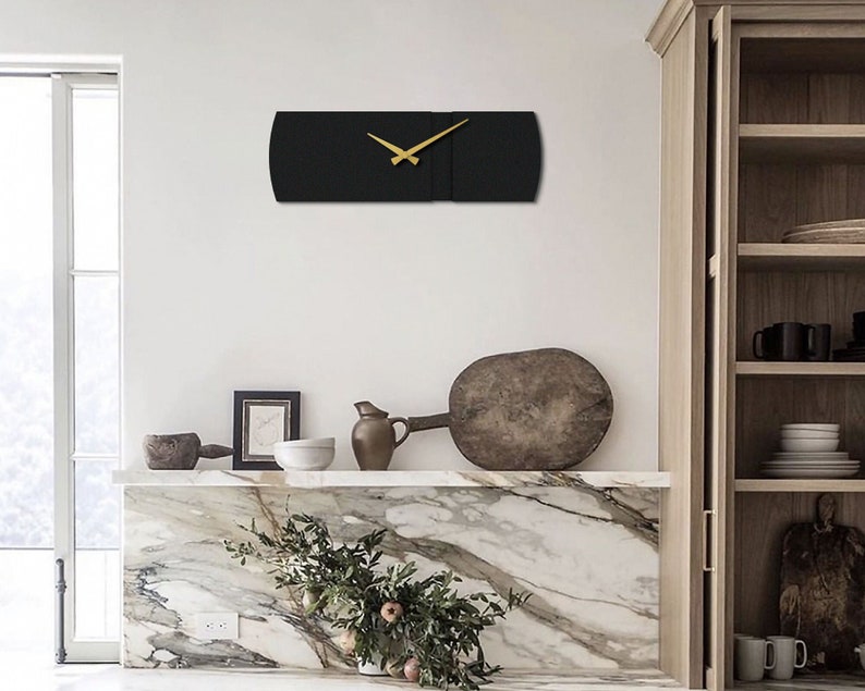 3D Rectangular Wall Clock, Modern Unique Wall Clock, Metal Rectangle Wall Clock, Black Clocks for Wall, Living Room Decor, Home Gifts image 3