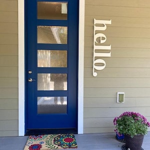 Metal Hello Sign, Front Door Decor, Vertical Outdoor Metal Wall Art, Front Porch Decor, Welcome Sign, Front Door Sign, Housewarming Gift