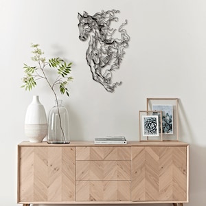 Sophisticated horse silhouette wall decor made from high-quality steel, showcasing a stunning 3D shadow effect for added depth
