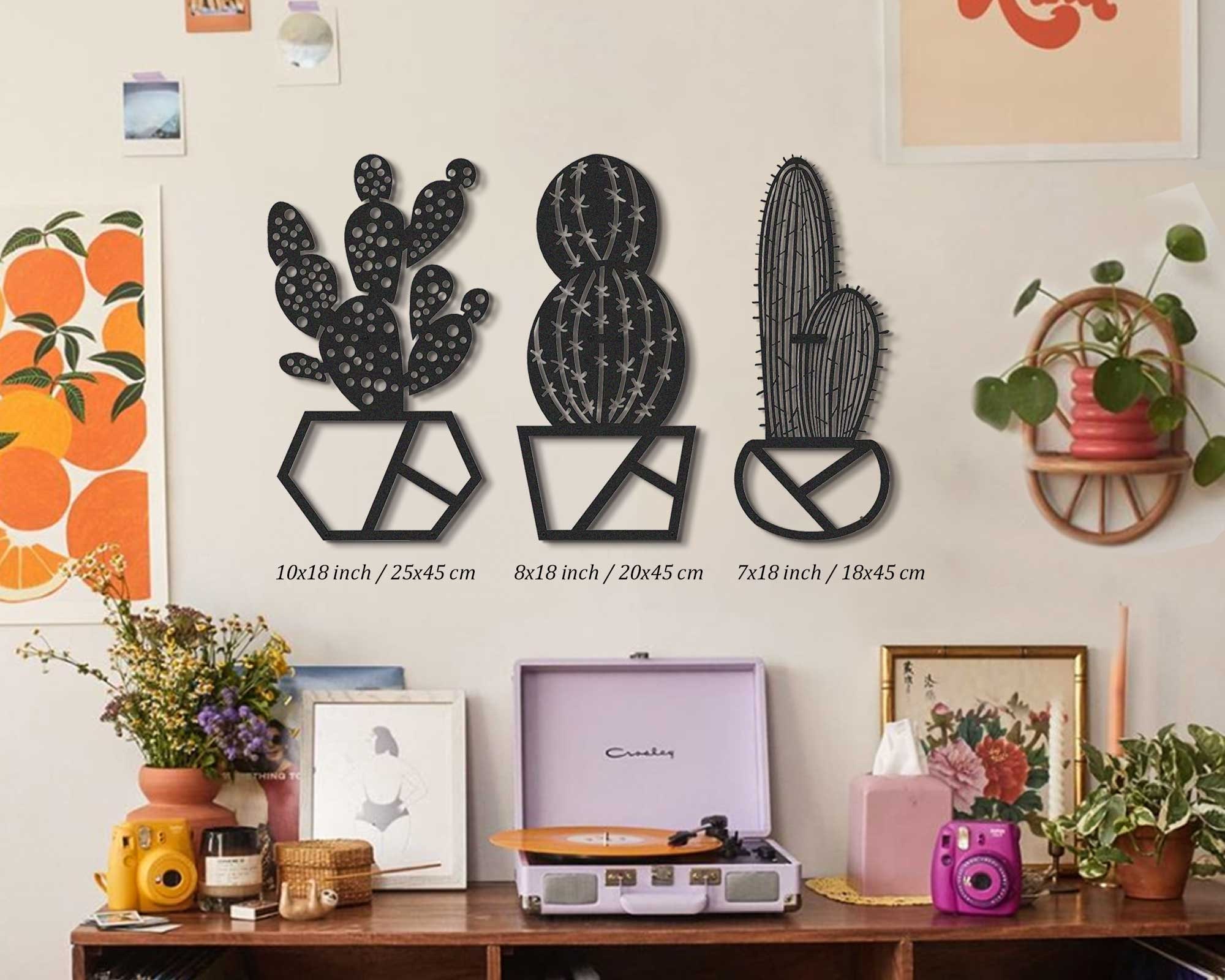 Metal Cactus Wall Art Set Metal Wall Decor Geometric Cactus Etsy