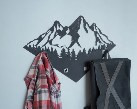 Mountain Coat Rack, Metal Coat Hanger, Wall Mounted Coat Hooks