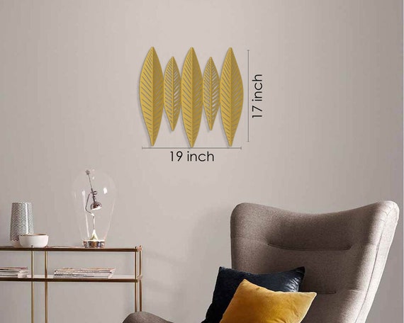 3D Gold Leaves Metal Wall Decor Unieke Metal Wall Art Modern