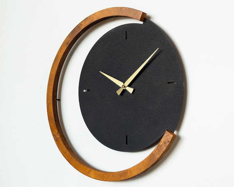 Moon Time Metal & Wood Wall Clock, Silent Unique Wall Clock, Clocks for Wall, Modern Wall Clock, Home Gifts, Moon Wall Decor, Moon Wall Art image 2