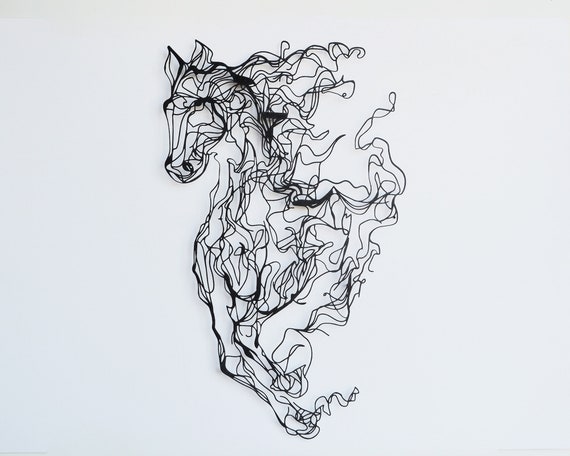 Horse Metal Wall Art, Unique Wall Decor, Wall Hangings, Horse Lover Gifts, Equestrian Decor, Metal Line Art, Horse Wall Decor