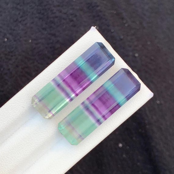 Multi Color Fluorite Pair: Faceted Gemstones from Afghanistan