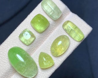 Canary Yellow green Tourmaline Cabochons ~ Rare Gemstones for Jewelry