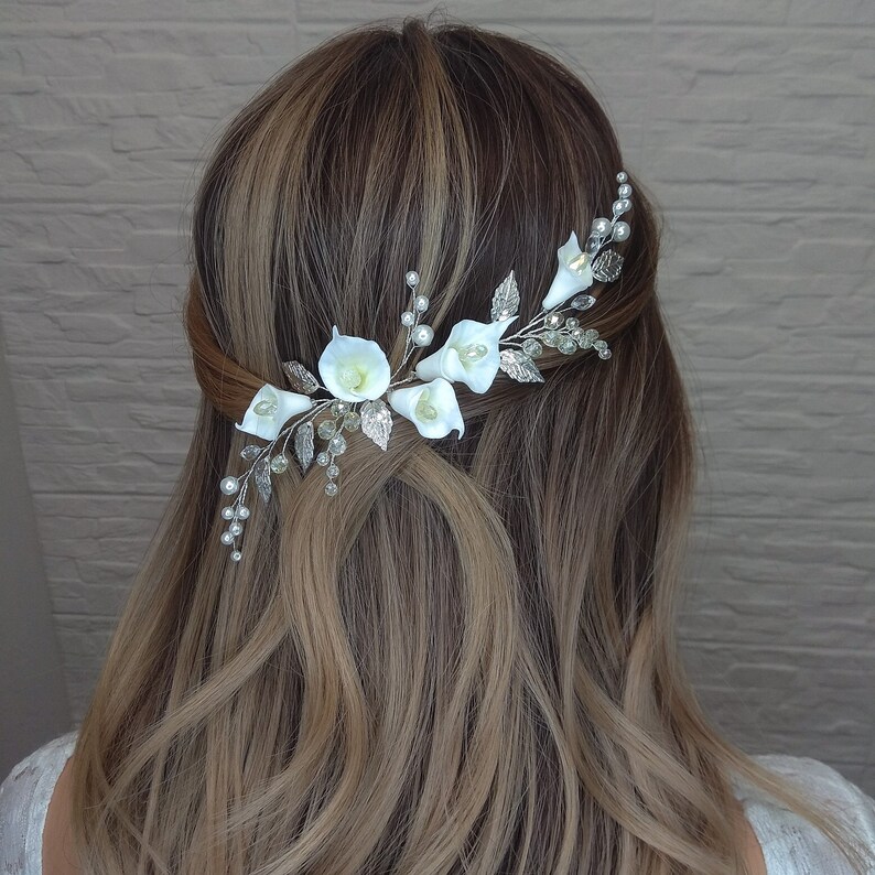 Calla Lilies Bridal Jeweled Headpieces Wedding Hair Piece Etsy UK