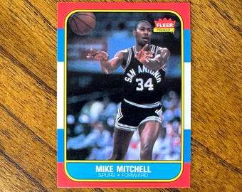 1986 Carte Mike Mitchell de Fleer Basketball #74, angles vifs, sans plis